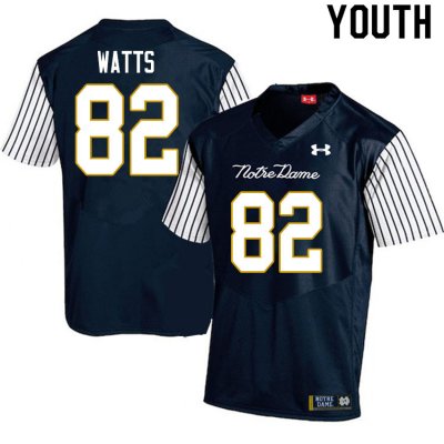 Notre Dame Fighting Irish Youth Xavier Watts #82 Navy Under Armour Alternate Authentic Stitched College NCAA Football Jersey DWO0599JD